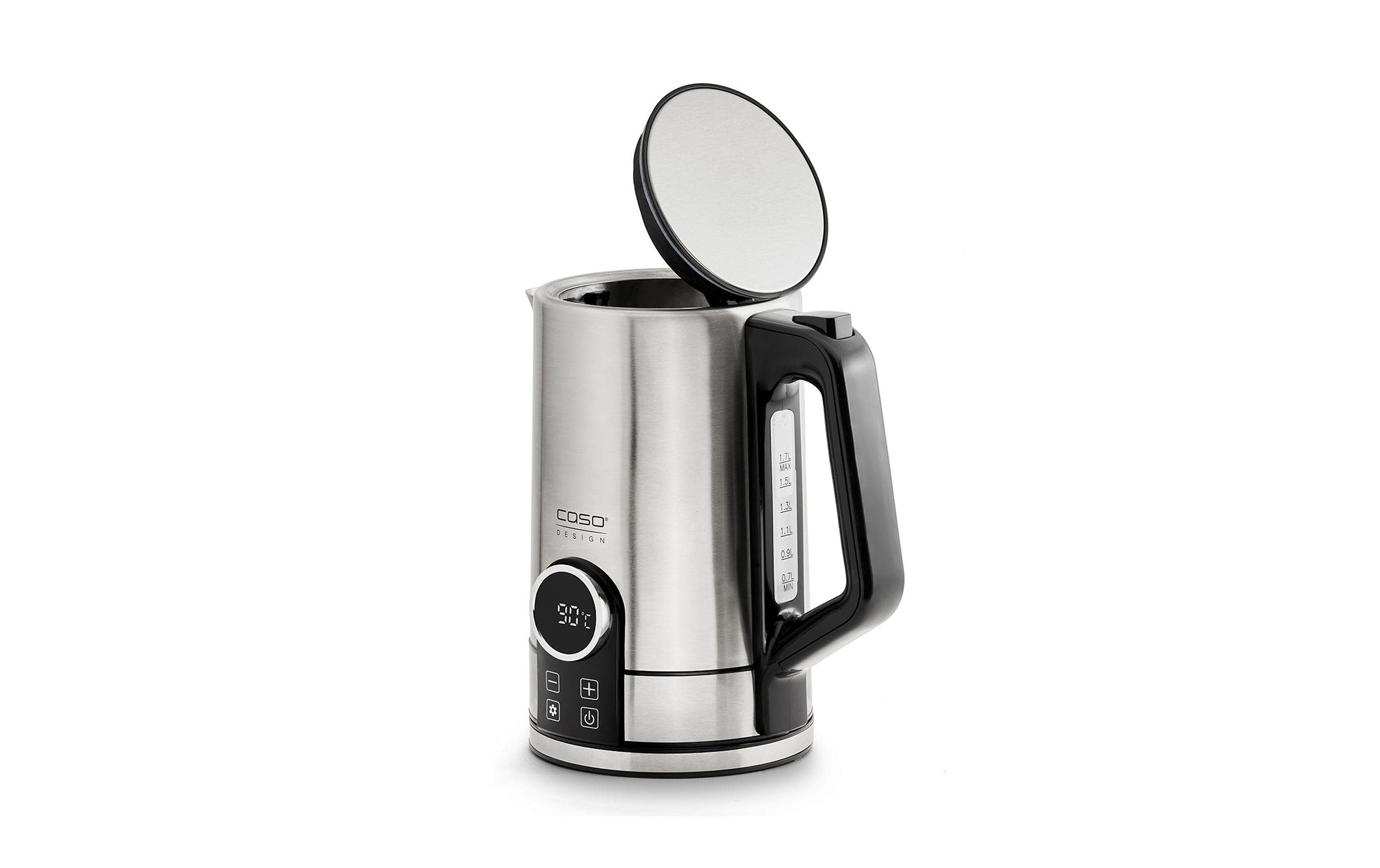 Caso Wasserkocher WK 2200 – 1,7 l, Edelstahl, Temperaturwahl, Warmhaltefunktion, 2200 W