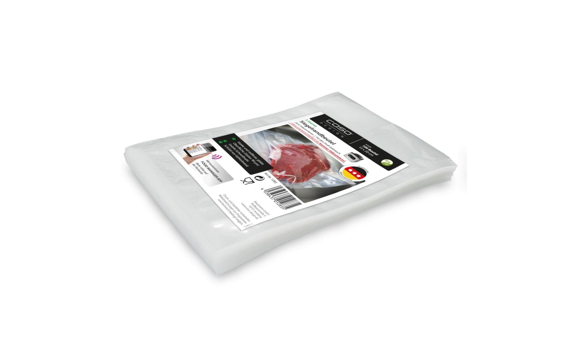 Caso Vakuumierbeutel – 20 × 15 cm – für VacuChef, z. B. 40, 70, 77