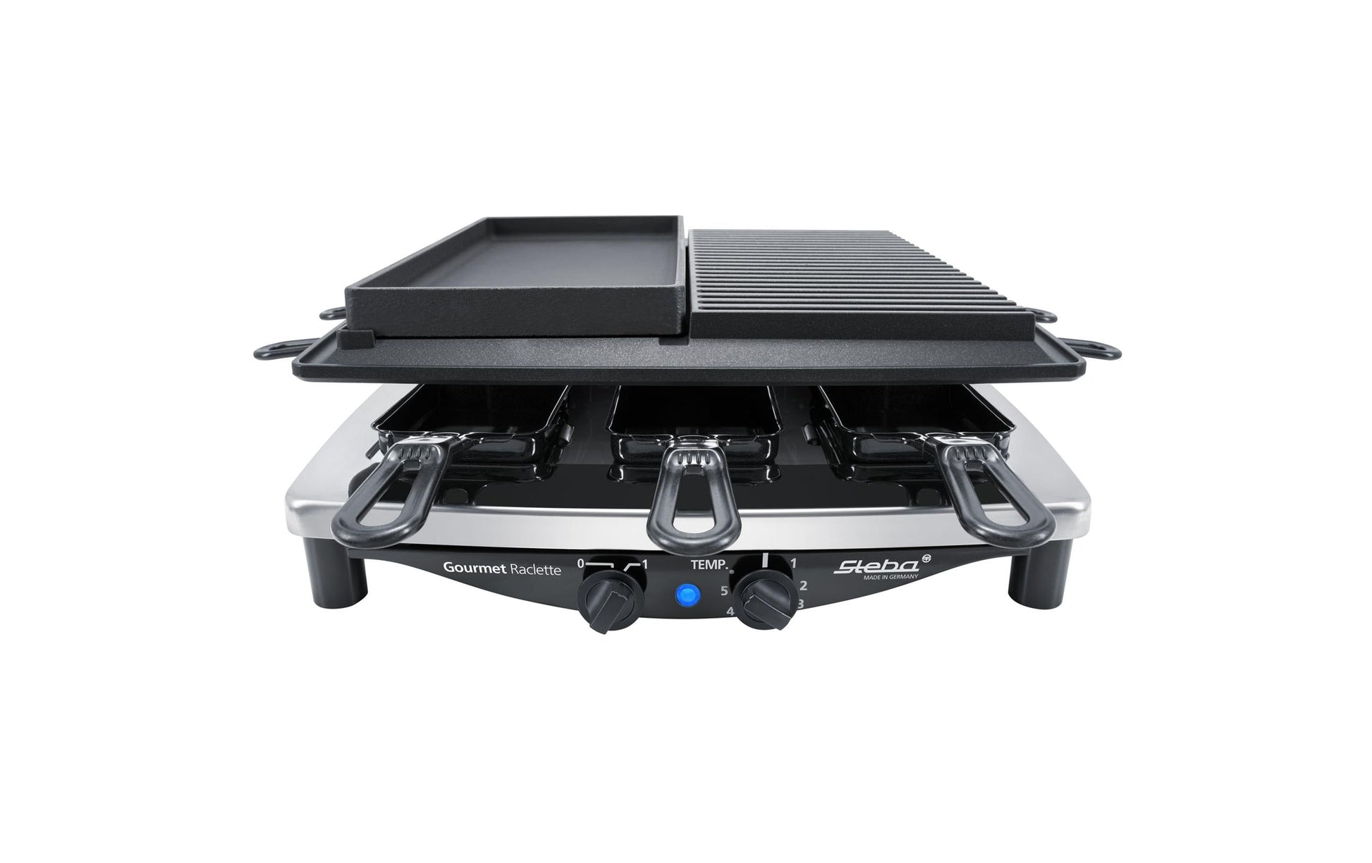 Steba Raclette-Grill RC4 Plus Deluxe – 8 Personen, 1450 W – Schwarz/Edelstahl