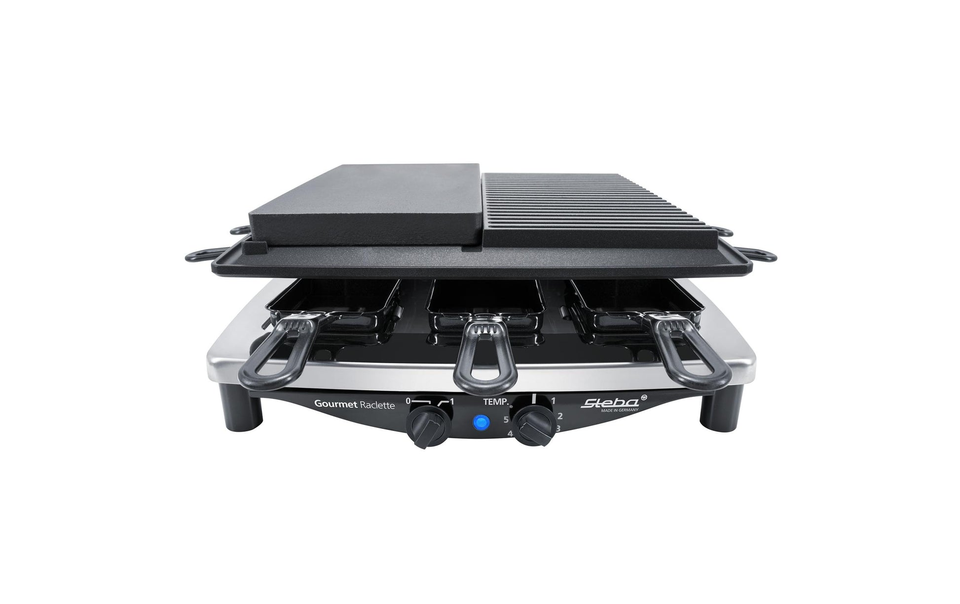 Steba Raclette-Grill RC4 Plus Deluxe – 8 Personen, 1450 W – Schwarz/Edelstahl