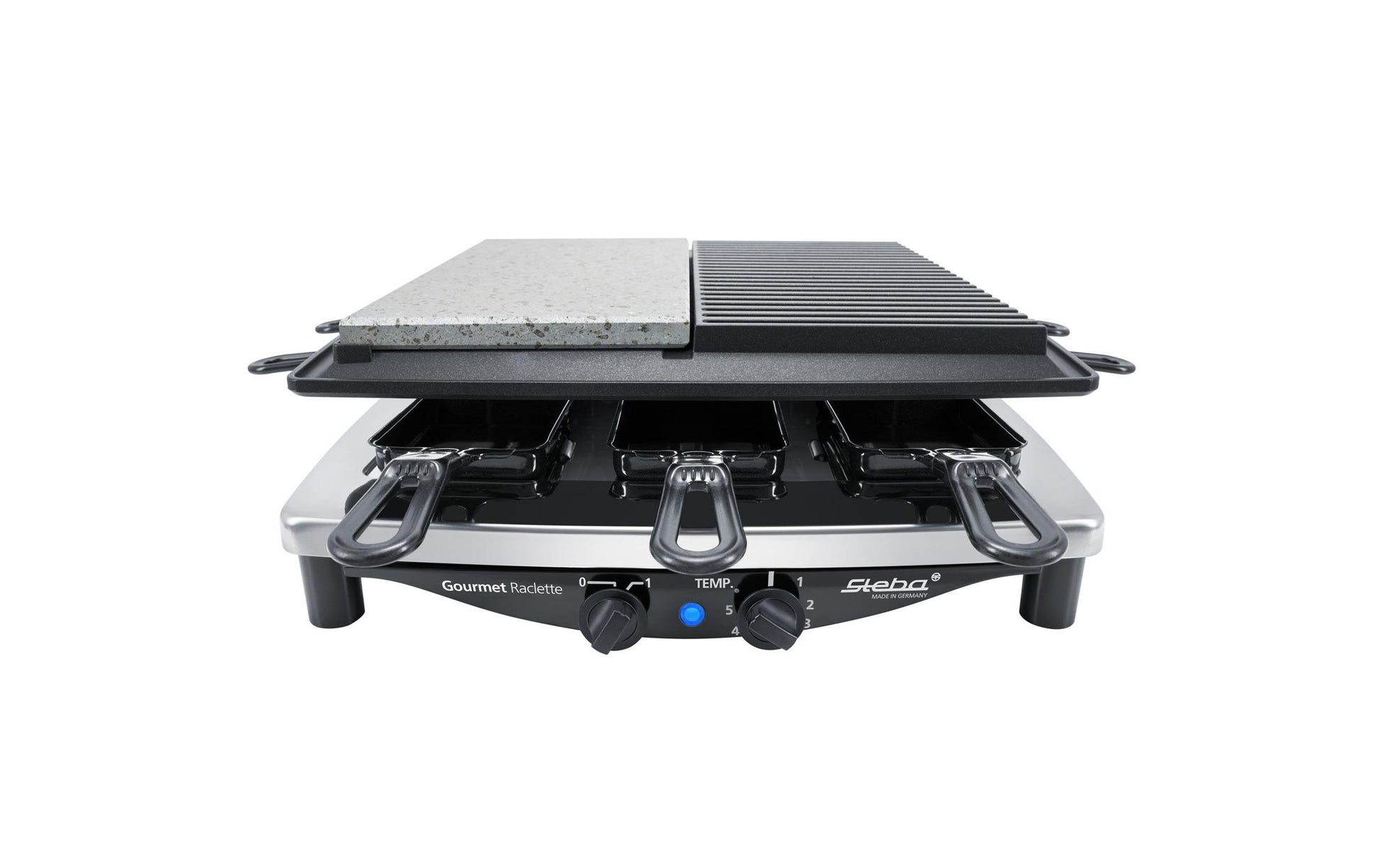 Steba Raclette-Grill RC4 Plus Deluxe – 8 Personen, 1450 W – Schwarz/Edelstahl