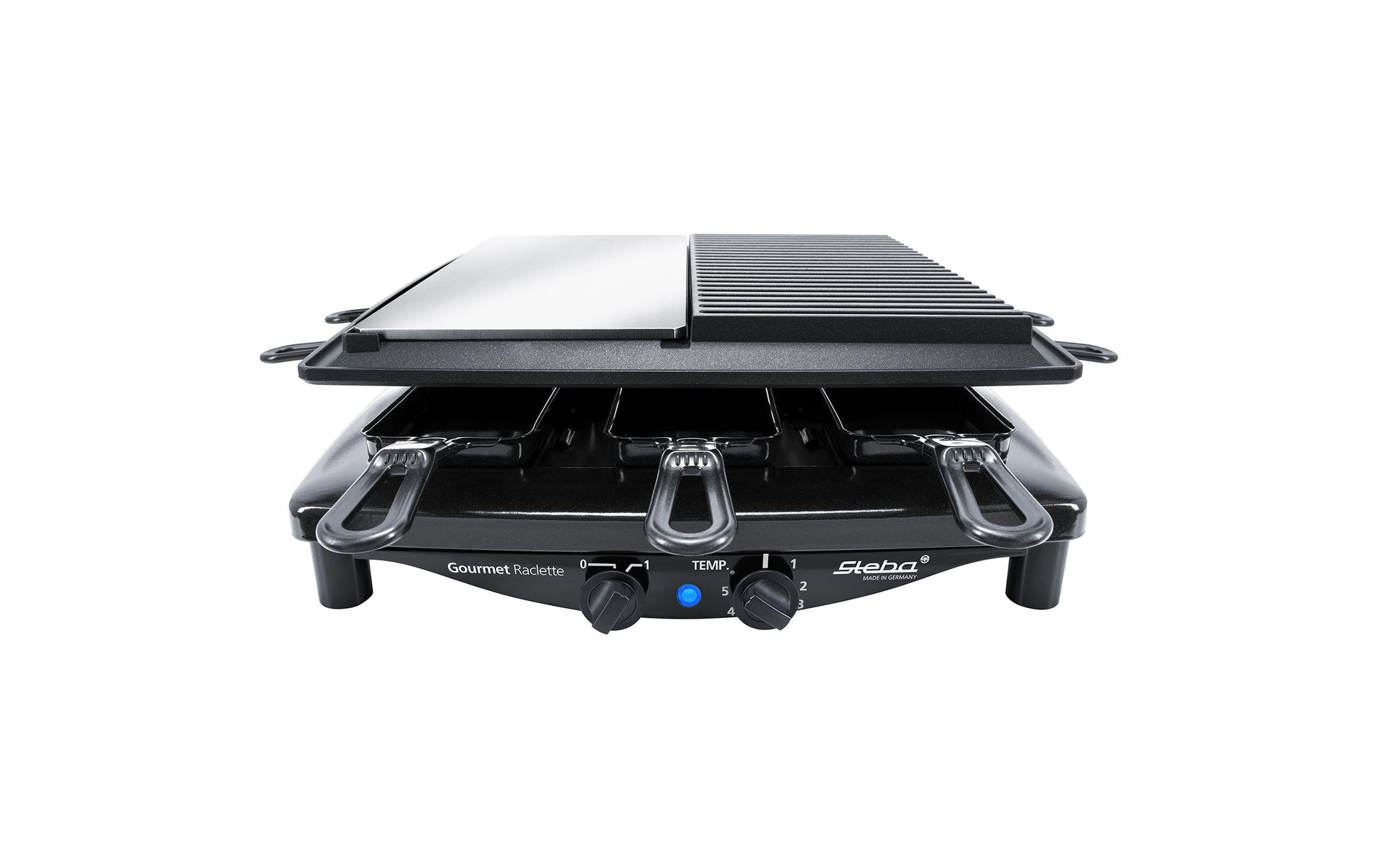 Steba Raclette-Grill RC8 – 8 Personen, 1450 W, 5 Stufen, Antihaftbeschichtet – Schwarz