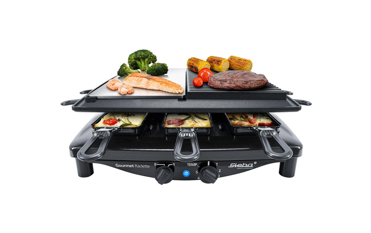 Steba Raclette-Grill RC8 – 8 Personen, 1450 W, 5 Stufen, Antihaftbeschichtet – Schwarz