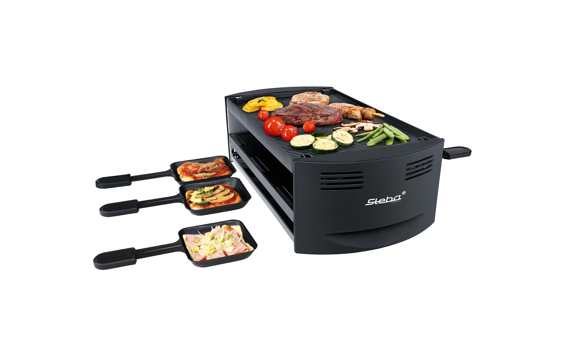 Steba Raclette-Grill RC6 – 6 Personen, 1500 W, Alu-Druckguss – schwarz
