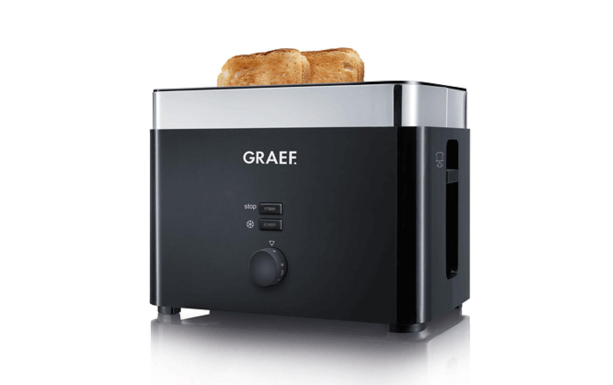 Graef Toaster TO 62 – 2 Scheiben, Abtaufunktion und Aufwärmfunktion, 1000 W – schwarz