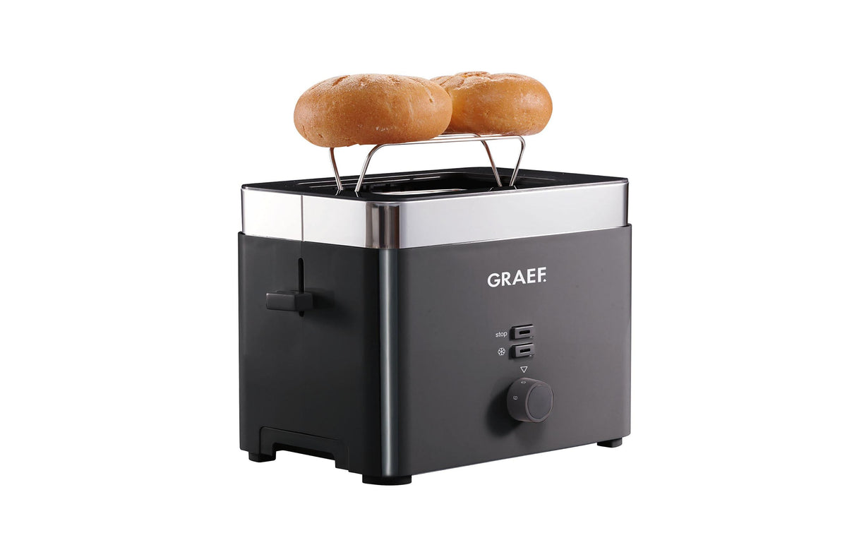 Graef Toaster TO 62 – 2 Scheiben, Abtaufunktion und Aufwärmfunktion, 1000 W – schwarz