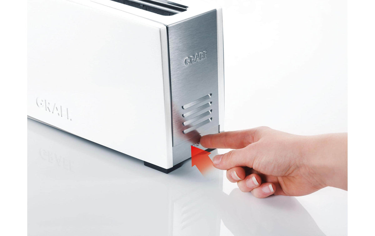 Graef Toaster TO 91 – 1 Scheibe, Langschlitz, Abtaufunktion, 880 W – Weiss/Edelstahl