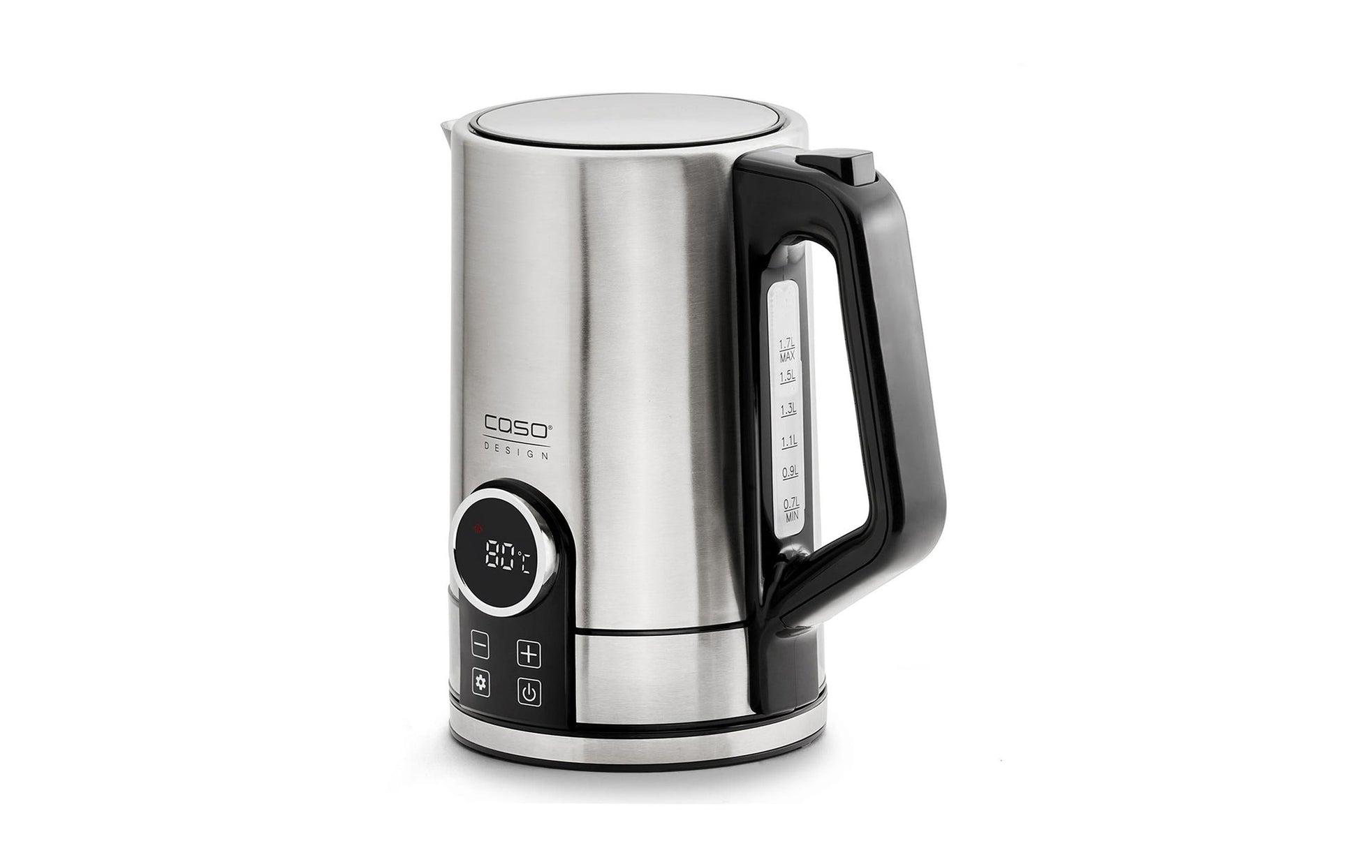 Caso Wasserkocher WK 2200 – 1,7 l, Edelstahl, Temperaturwahl, Warmhaltefunktion, 2200 W