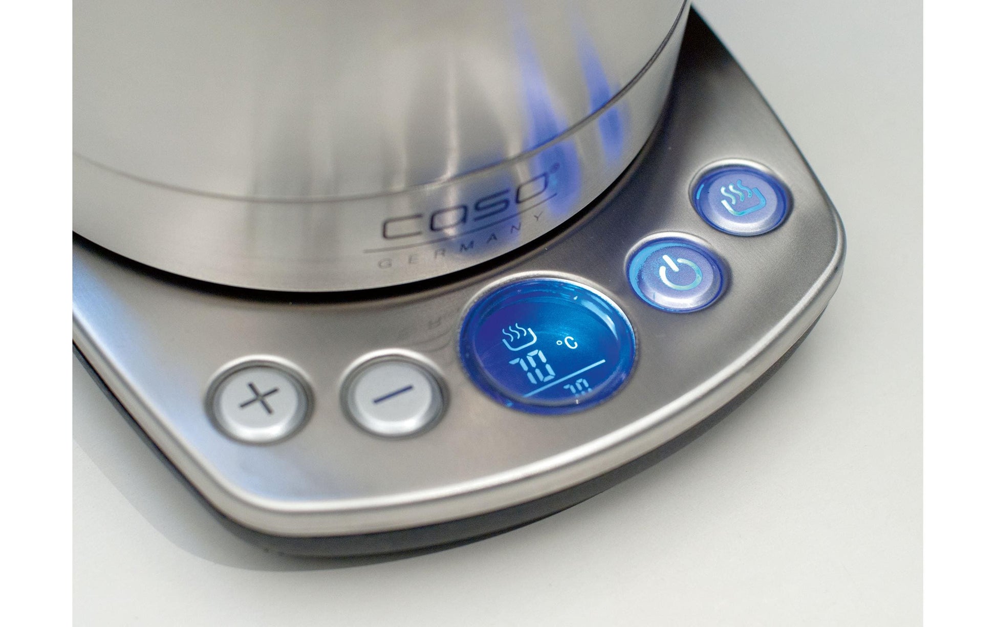 Caso Wasserkocher WK 2200 – 1,7 l, Edelstahl, Kunststoff, Temperaturwahl, Warmhaltefunktion, 2000 W