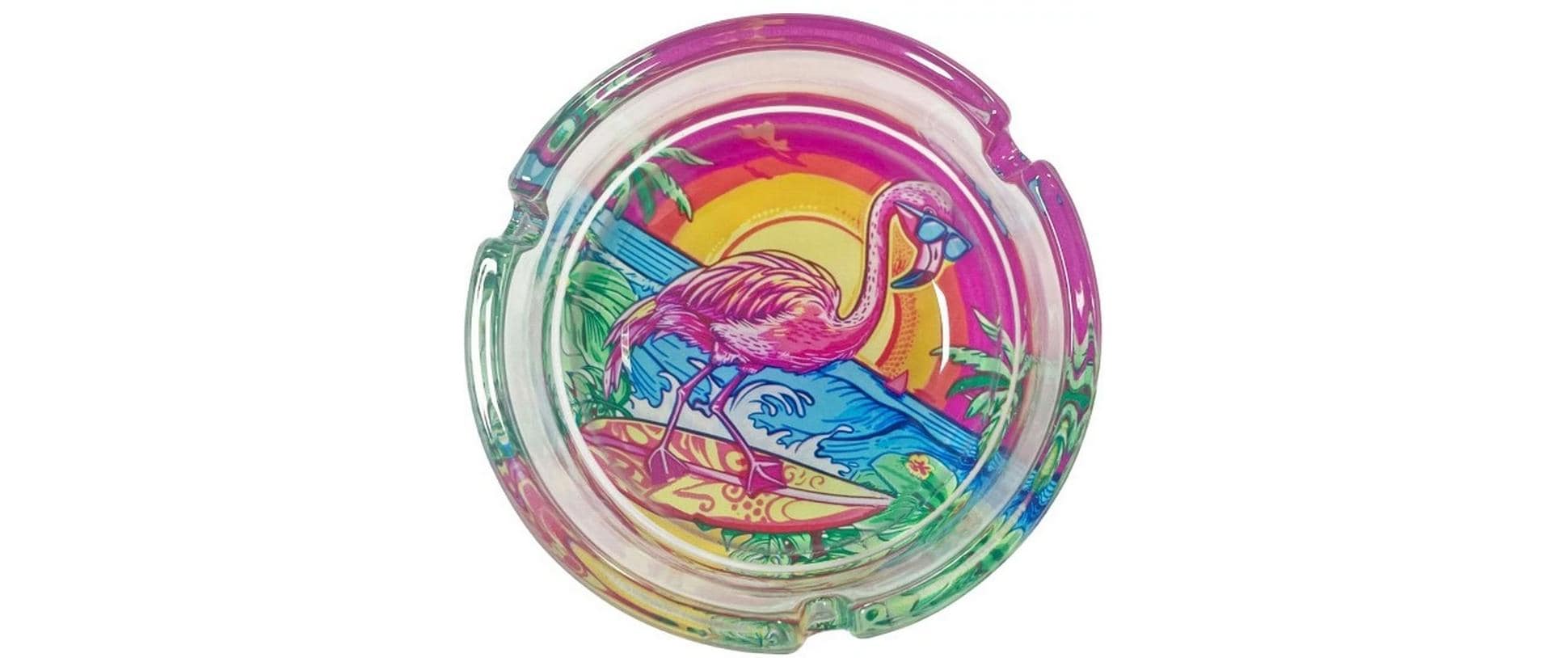 Dameco Aschenbecher – Ø 10 × 3,5 cm – Glas, Flamingo