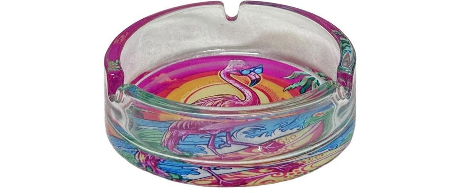 Dameco Aschenbecher – Ø 10 × 3,5 cm – Glas, Flamingo
