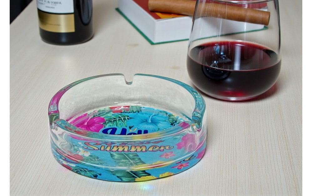 Dameco Aschenbecher – Ø 10 × 3,5 cm – Glas, transparent