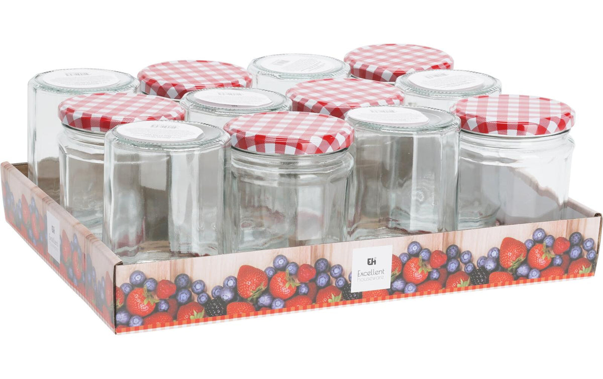 Furber Einmachglas – 12er Set, 450 ml, Ø 8,7 cm, H 11,5 cm, Glas/Metall, Transparent, mit Schraubverschluss