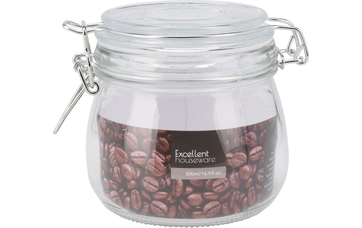 Nize Einmachglas – 500 ml, Ø 10,0 cm, Glas, Transparent, mit Bügelverschluss, mit Gummidichtung