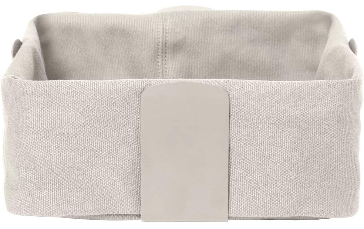 Blomus DESA – Aufbewahrungskorb 26 × 26 × 10 cm, Baumwolle/Edelstahl, Beige