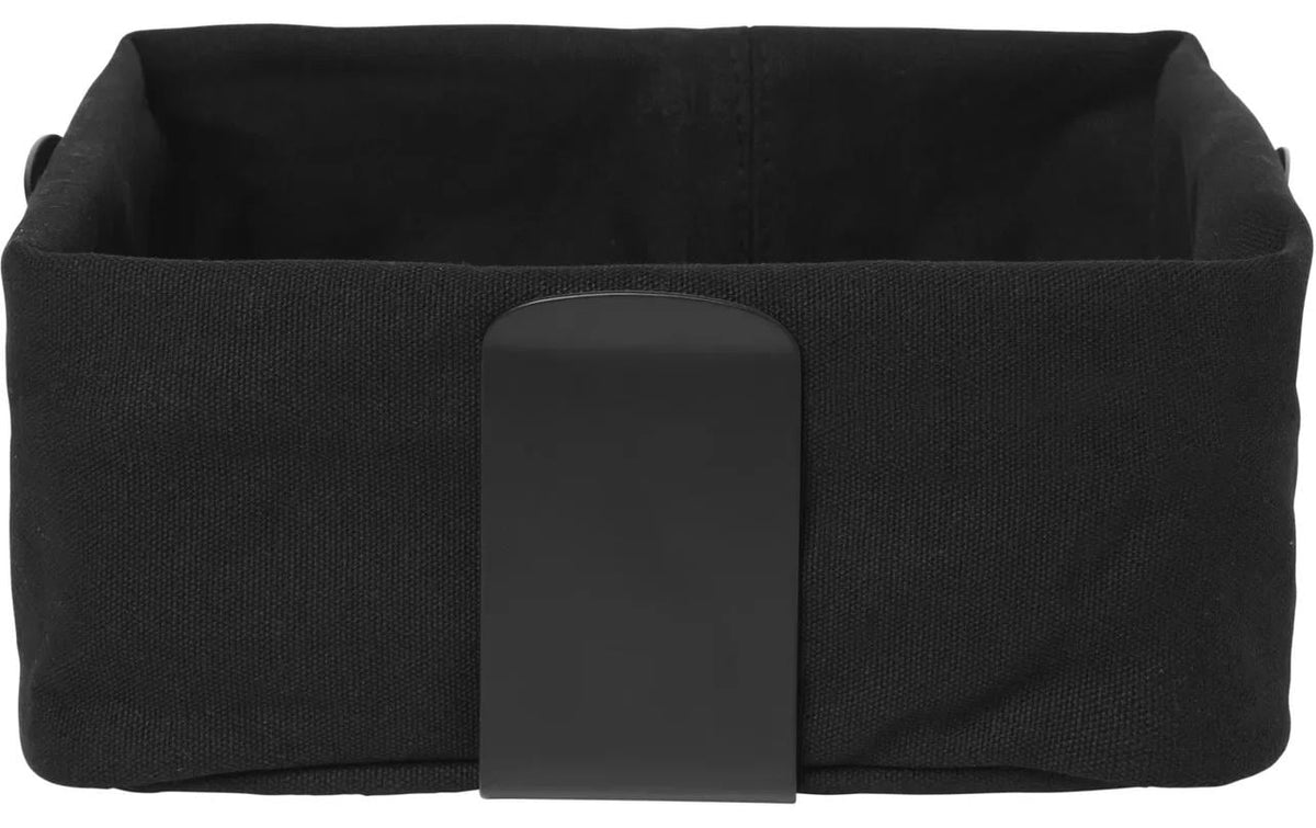 Blomus Brotkorb Desa L – 26,0 × 26,0 × 10,0 cm, Stahl/Baumwolle, Schwarz