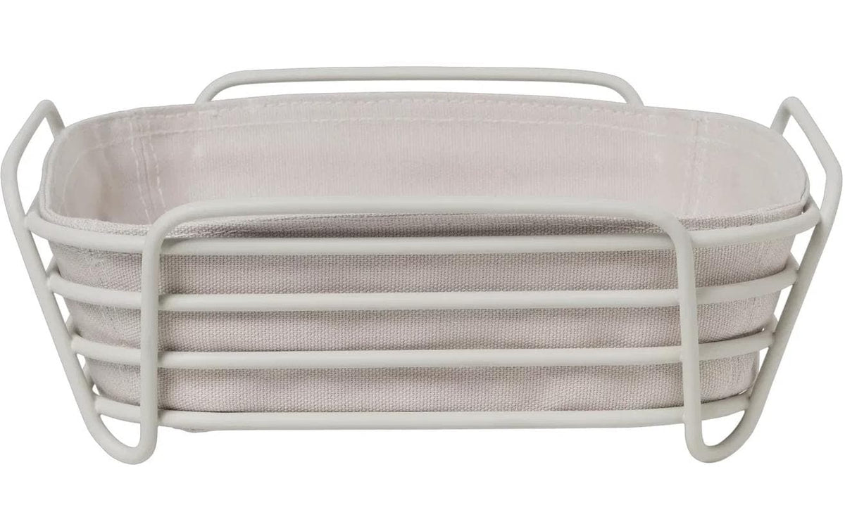 Blomus Delara L – Brotkorb 26 × 26 × 9 cm, Edelstahl/Baumwolle, Beige