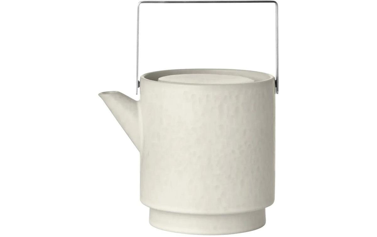 Blomus Teekanne MAKOTO – 1 l, 20,5 × 16,5 × 12,5 cm, Steingut, Beige, mit Teefilter, spülmaschinenfest