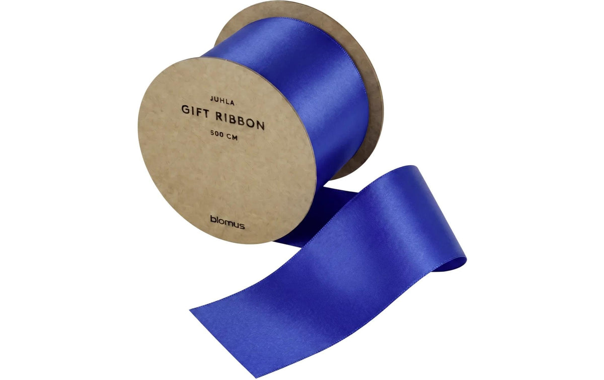 Blomus Geschenkband, JUHLA L, Satin, matt, Blau, 50 mm × 5 m, 1 Stk.
