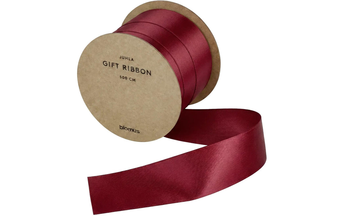 Blomus Geschenkband, JUHLA M, Satin, matt, Rot, 25 mm × 5 m, 1 Stk.
