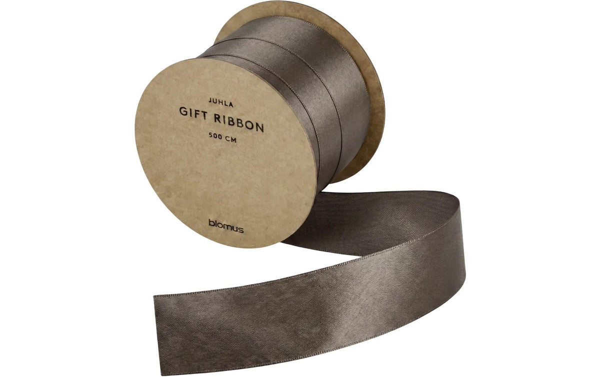Blomus Geschenkband, Satin, matt, Braun, Grün, 25 mm × 5 m, 1 Stk.