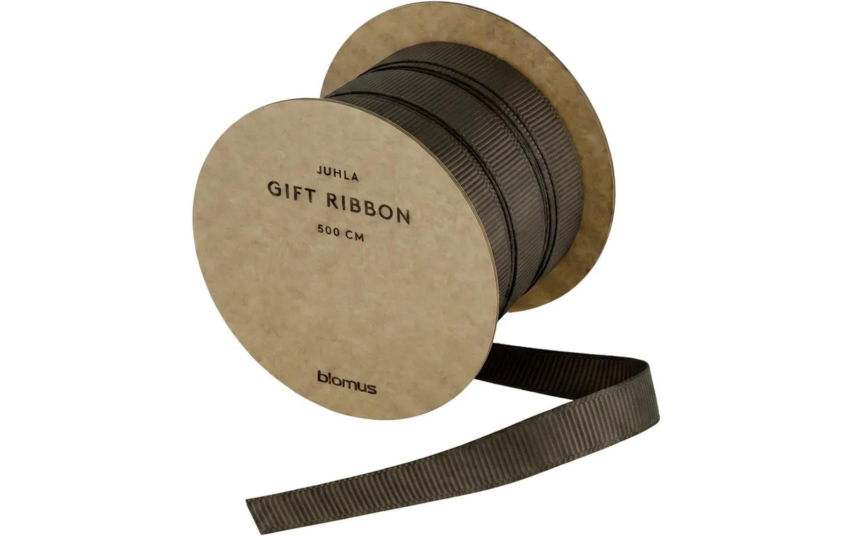 Blomus Geschenkband, JUHLA S, Polyester, matt, Braun, Grün, 10 mm × 5 m, 1 Stk.