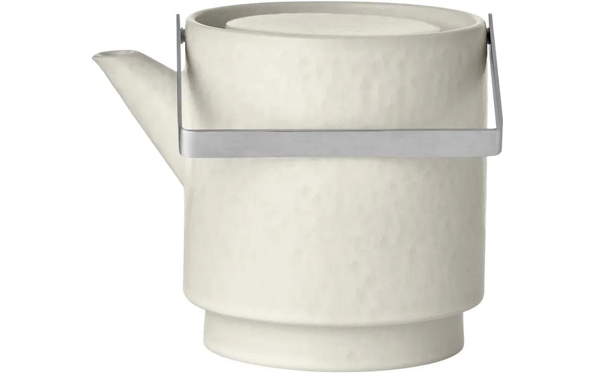 Blomus Teekanne MAKOTO – 1 l, 20,5 × 16,5 × 12,5 cm, Steingut, Beige, mit Teefilter, spülmaschinenfest
