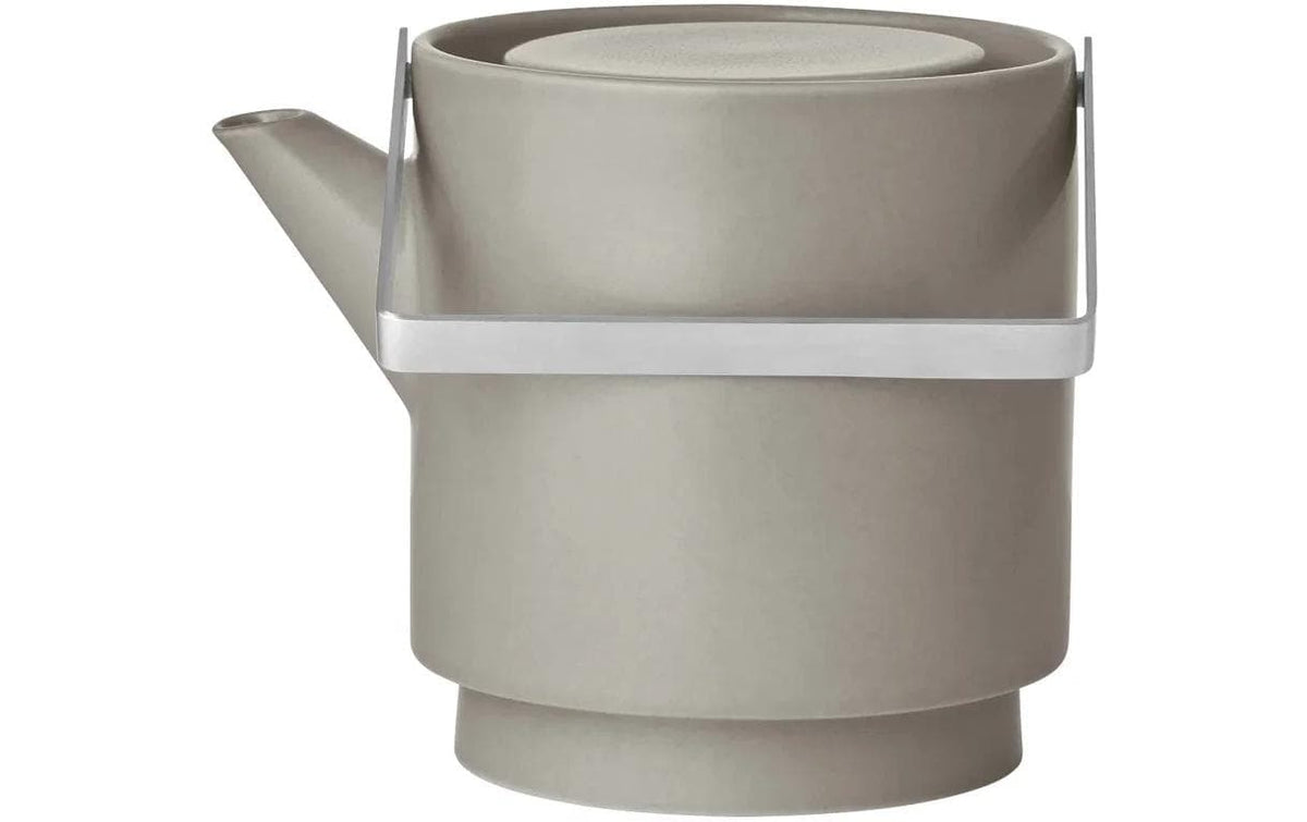 Blomus Teekanne MAKOTO – 1 l, 12,5 × 16,5 × 20,5 cm, Steingut/Metall, Grau, mit Teefilter, spülmaschinenfest
