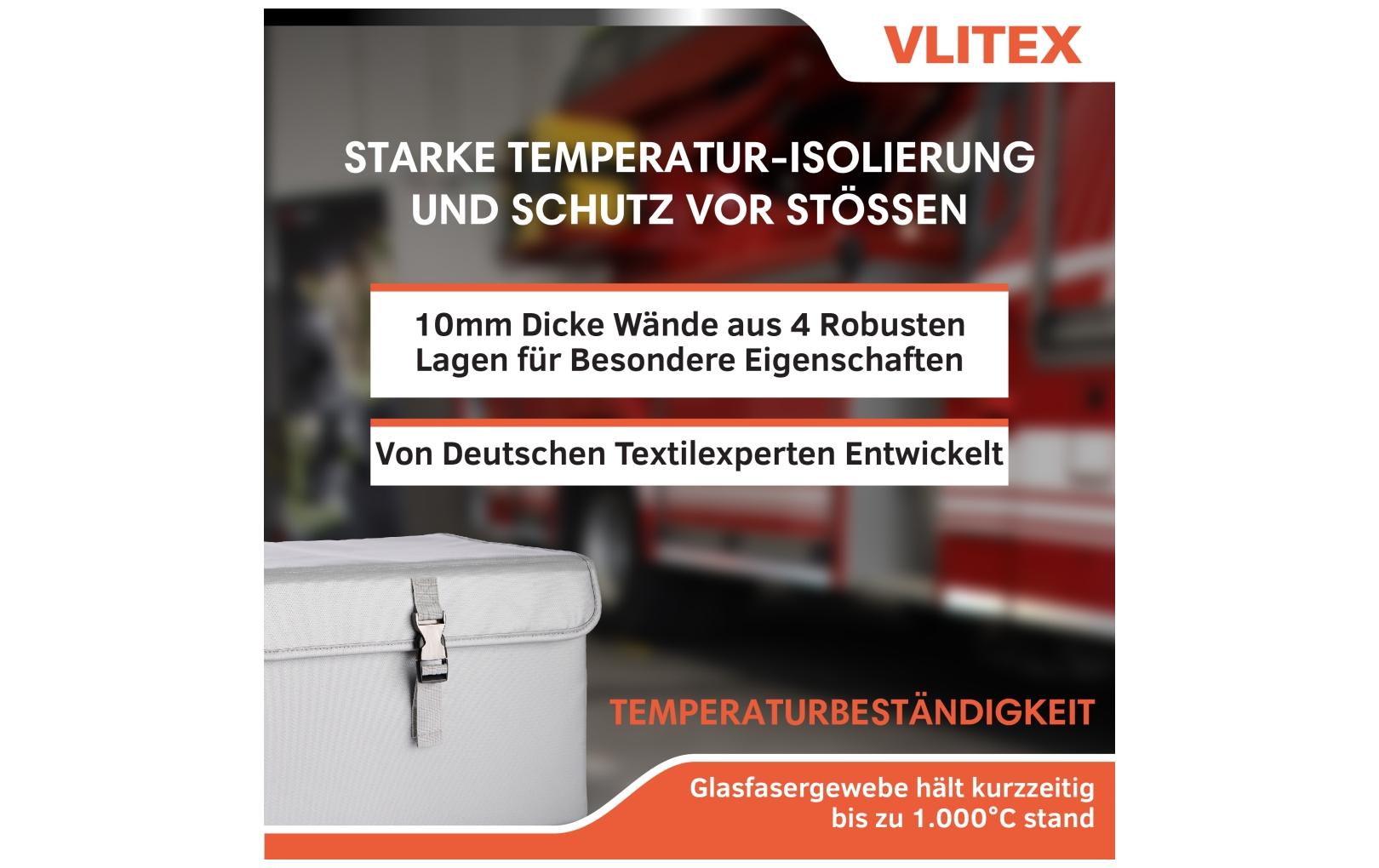 Vlitex 200385 Batterie-Aufbewahrung – hitzebeständig, mit Prüfgerät, Glasfasergewebe, für Lithium-Ionen-Akkus