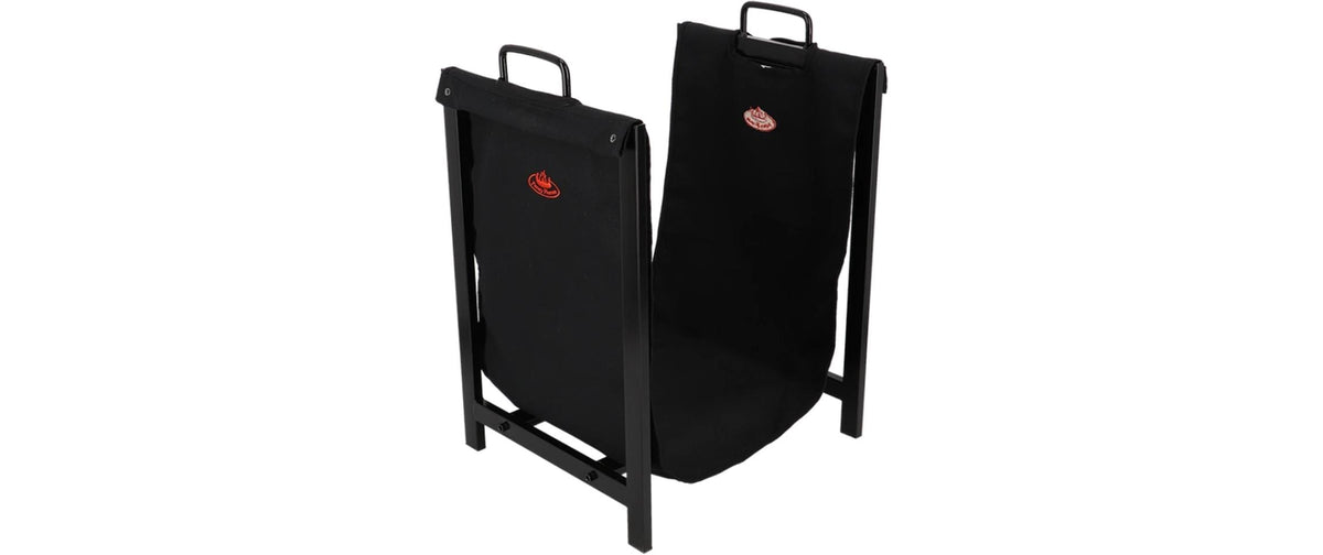 Esschert Design FF575 Aufbewahrungskorb – Stahl/Canvas – Schwarz – für Brennholz-Kamin – 380 × 610 × 380 mm