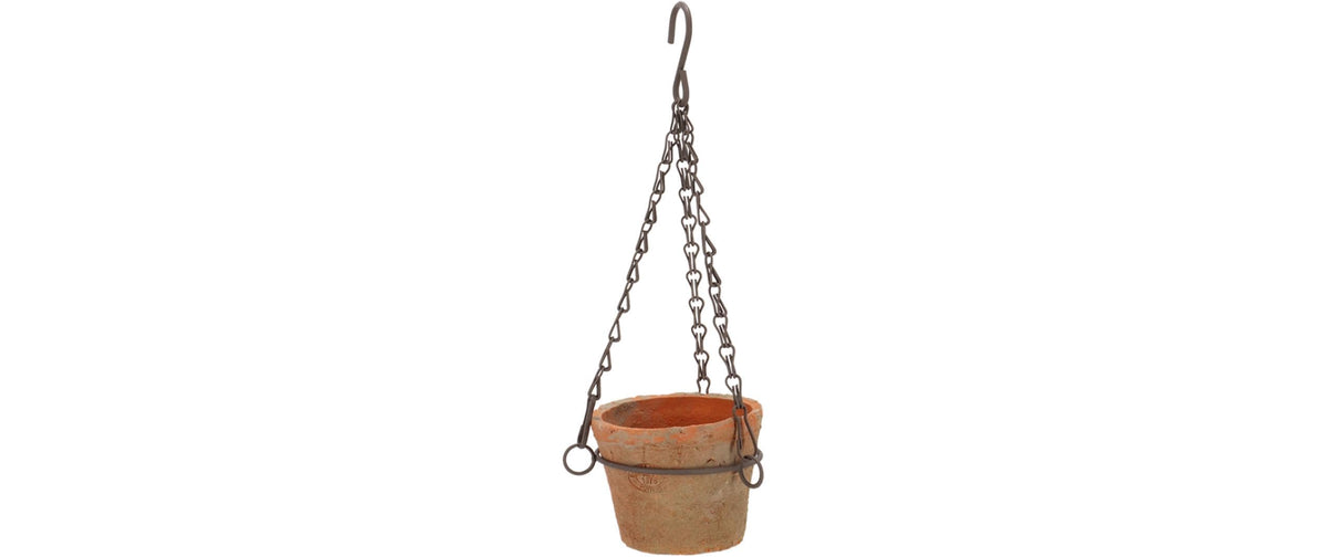 Esschert Design Hängetopf – Ø 10,7 × 8,3 cm – Eisen & Terrakotta, terracotta