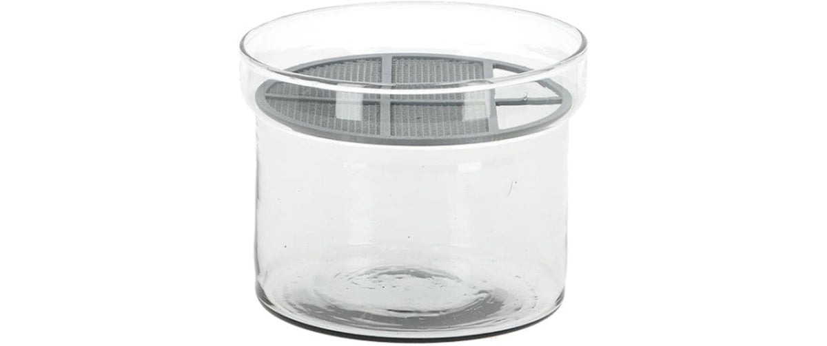 Esschert Design Keimschale 630 ml, Ø 12 × 9,6 cm, Glas/Polystyrol, transparent/grau