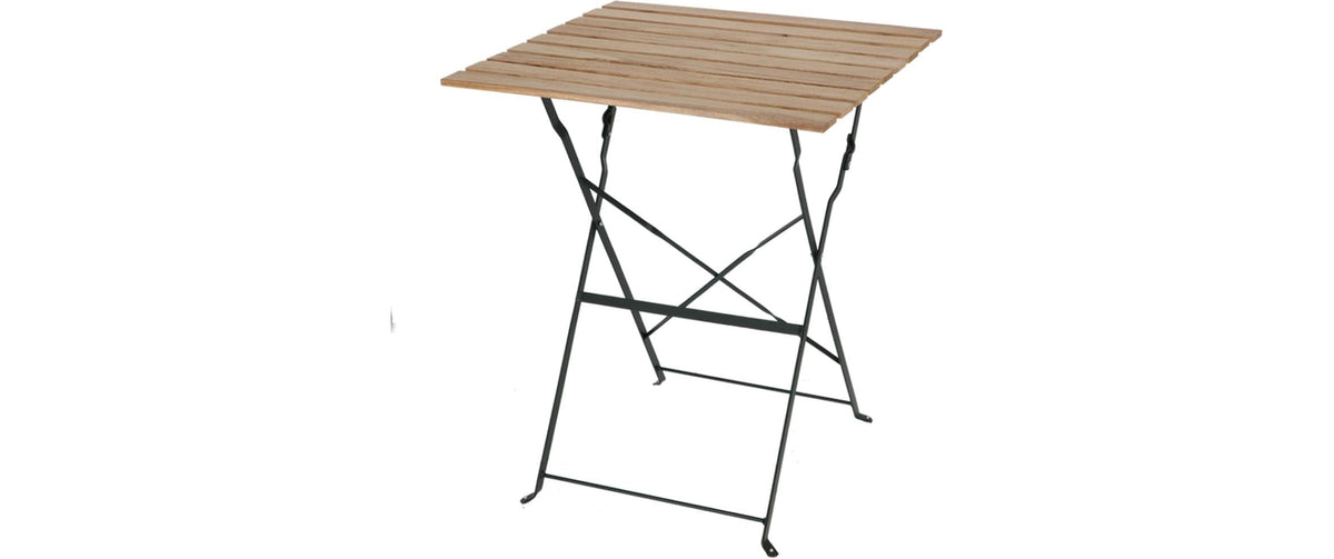 Esschert Design Bistro-Set – Grün – Metall, Holz – Tisch 60 × 60 × 71,5 cm – klappbarer Tisch