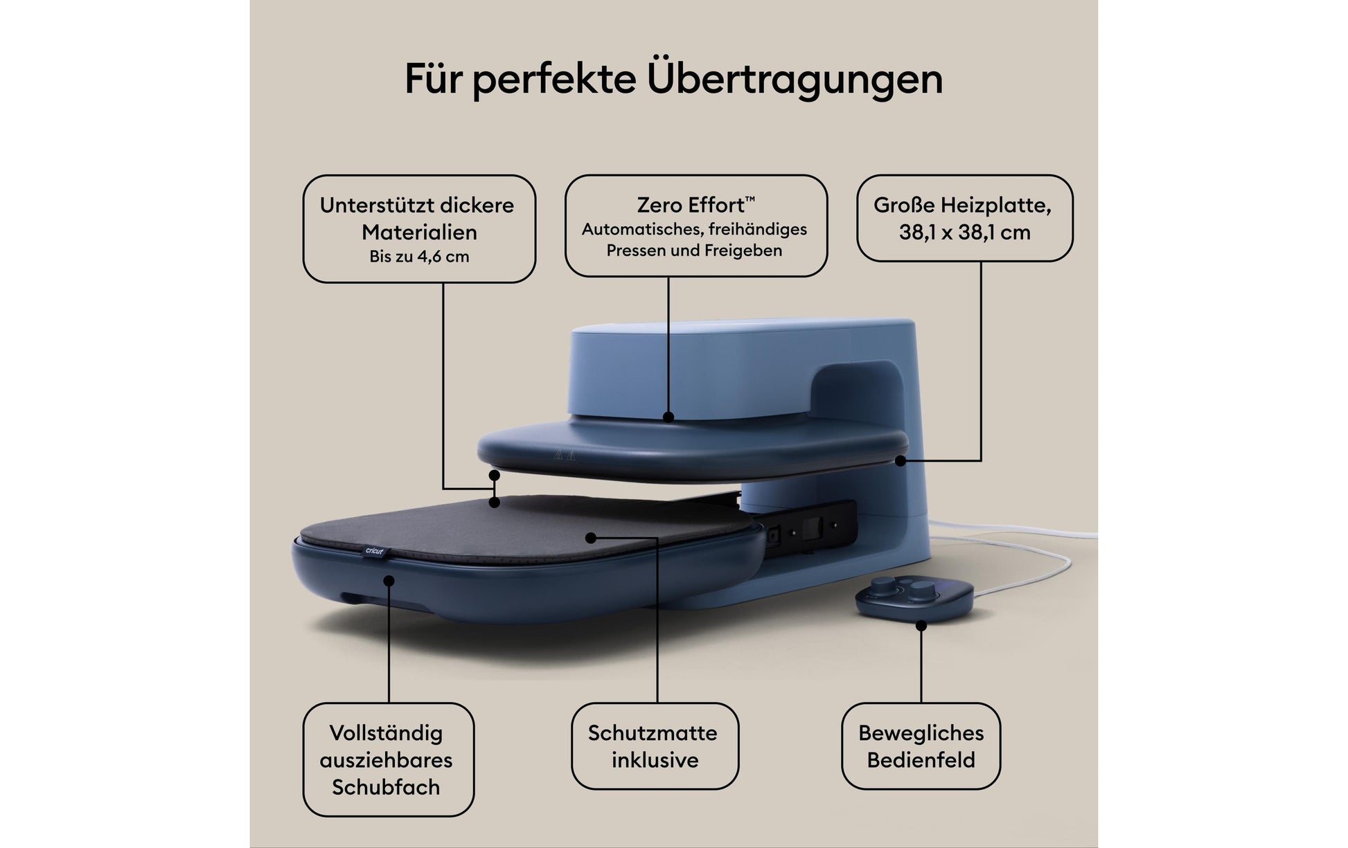 Cricut Heizpresse AutoPress 2 Hydrogen, blaugrau, 38 × 38 cm