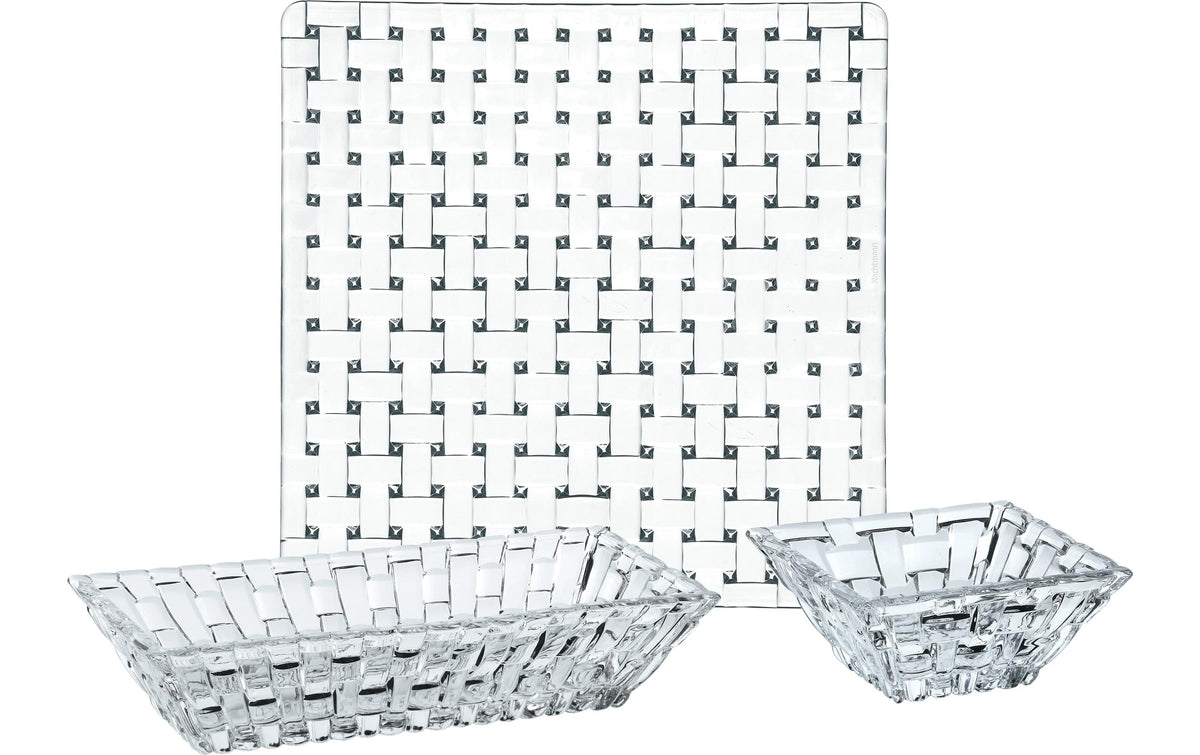 Nachtmann Servierset Bossa Nova – 4-teiliges Set, 21,6 × 21,6 × 1,8 cm, Kristallglas, spülmaschinenfest