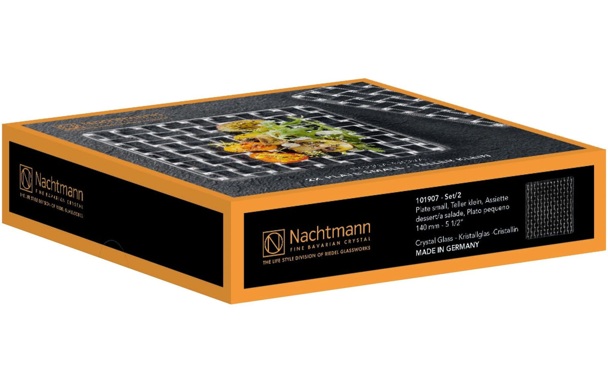 Nachtmann Dessertteller Bossa Nova – 2er Set, 14 × 14 × 1,6 cm, Kristallglas, Transparent, spülmaschinenfest