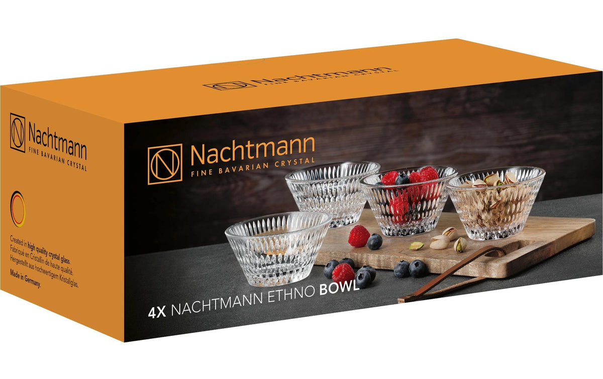 Nachtmann Ethno Schale – 4er Set, 190 ml, Ø 11 cm, Kristallglas, Transparent, spülmaschinenfest