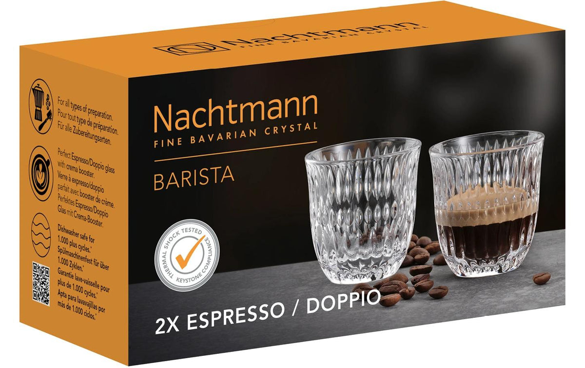 Nachtmann Espressotasse – 2er Set, 90 ml, Ø 6,4 cm, Kristallglas, Transparent, spülmaschinenfest