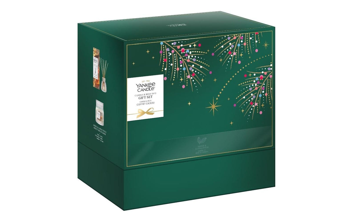 Yankee Candle Signature Deko-Set – Amber & Sandelholz – Ø 9,9 × 11,4 cm – grün