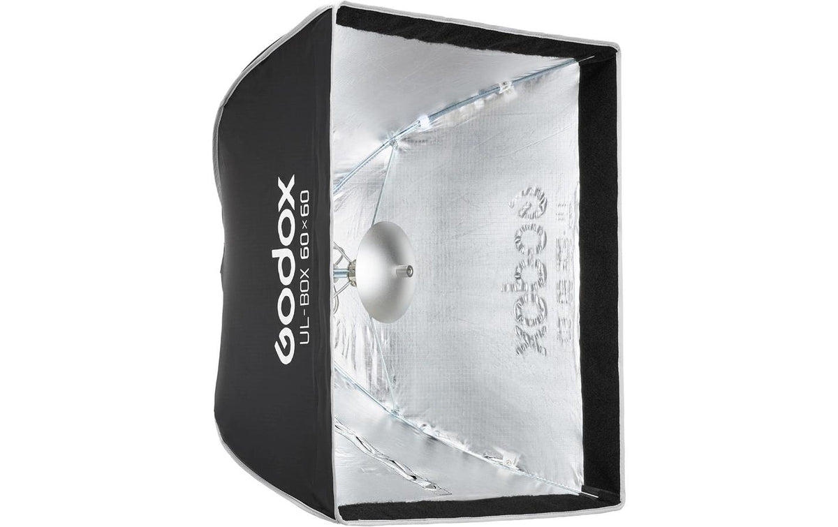 Godox UL-BOX-60 Softbox – eckig 600 × 600 × 380 mm – für Bowens – schwarz/silber