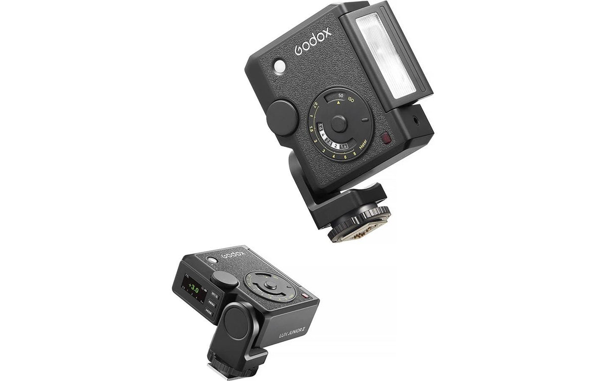 Godox Lux Junior II Retro Blitz – Leitzahl 12, 1/1–1/64, USB-C – für Canon, Fujifilm, Nikon und andere