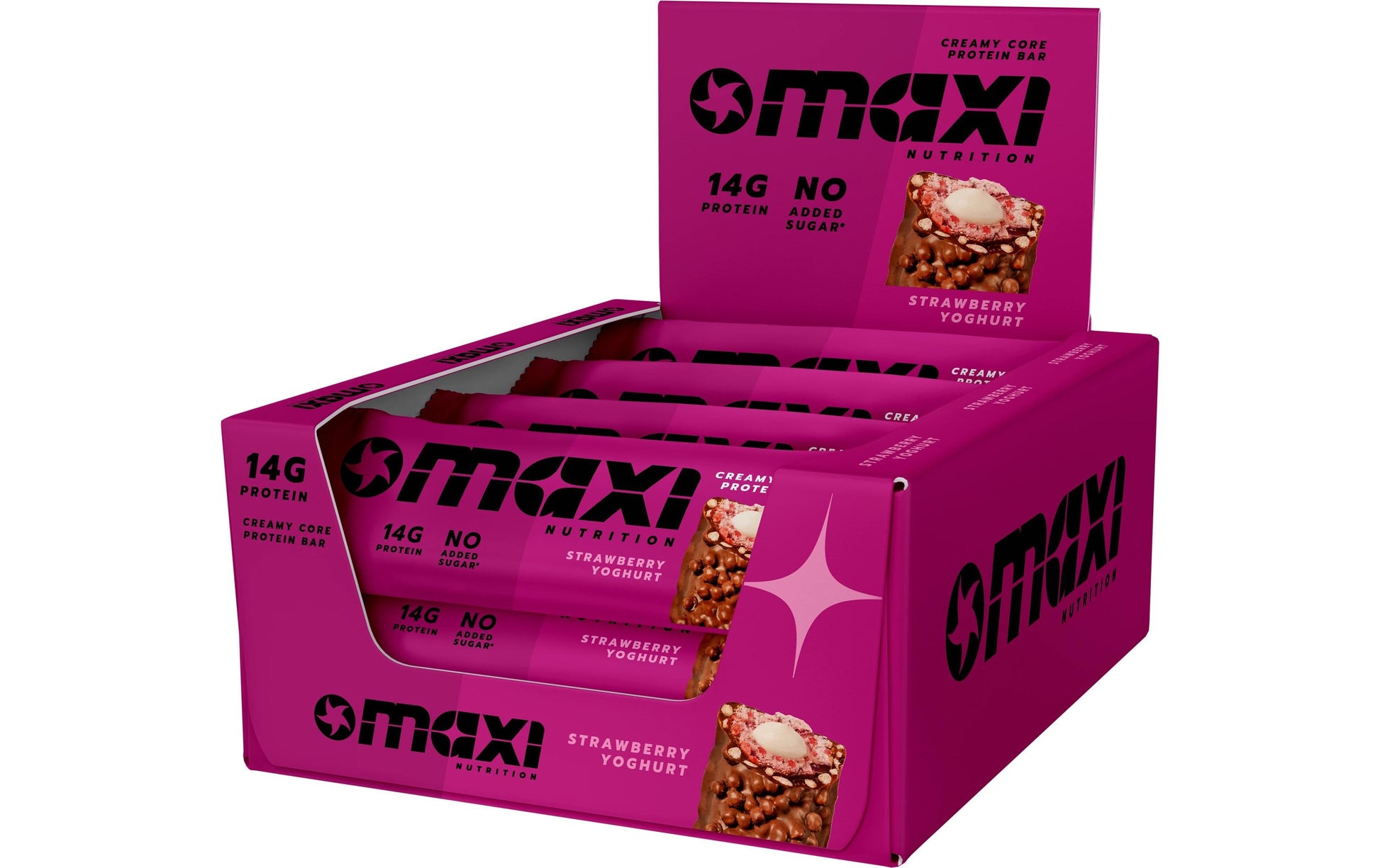 Maxi Nutrition Creamy Core Protein-Riegel – Erdbeere – 12 × 39 g
