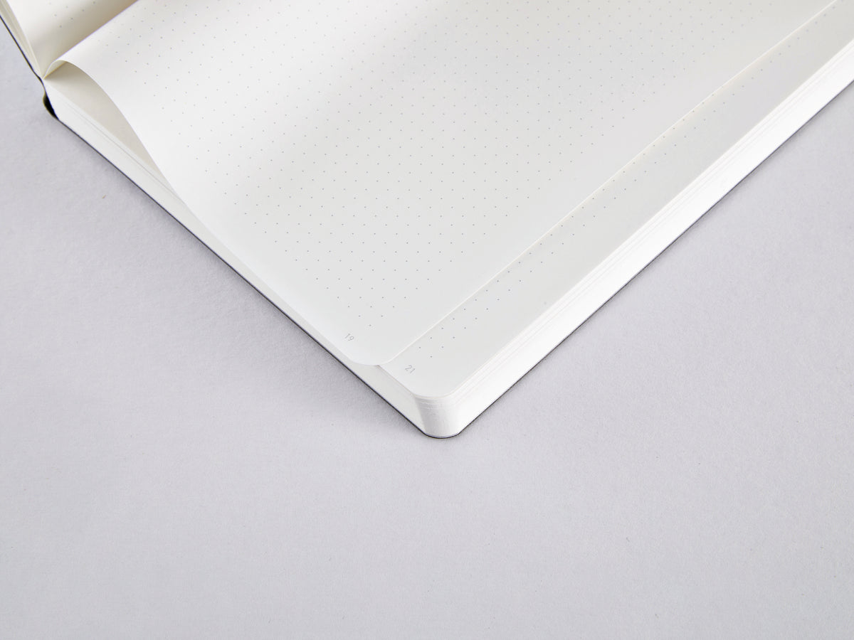 Nuuna Notizbuch – 135 × 200 mm – punktiert – 176 Seiten – 120 g/m² – Fadenheftung, nummerierte Seiten, silber