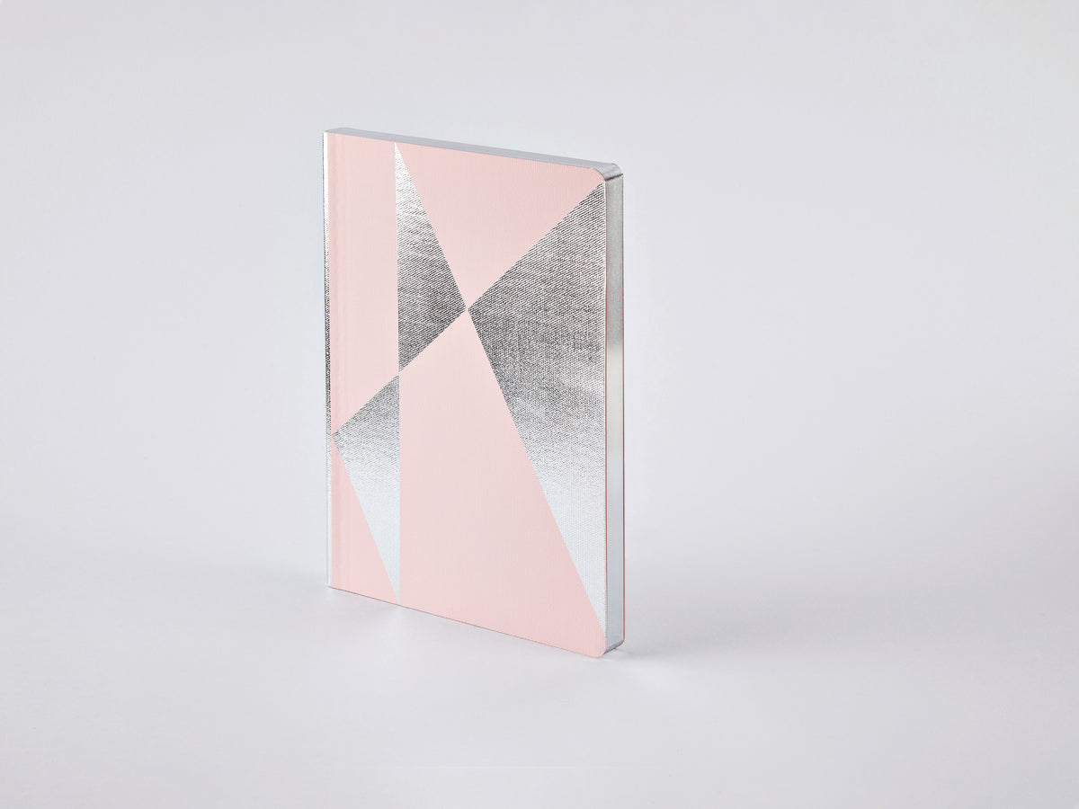 Nuuna Notizbuch – 165 × 220 mm – 120 g/m² – Fadenheftung, Leineneinband, nummerierte Seiten, rosa/silber