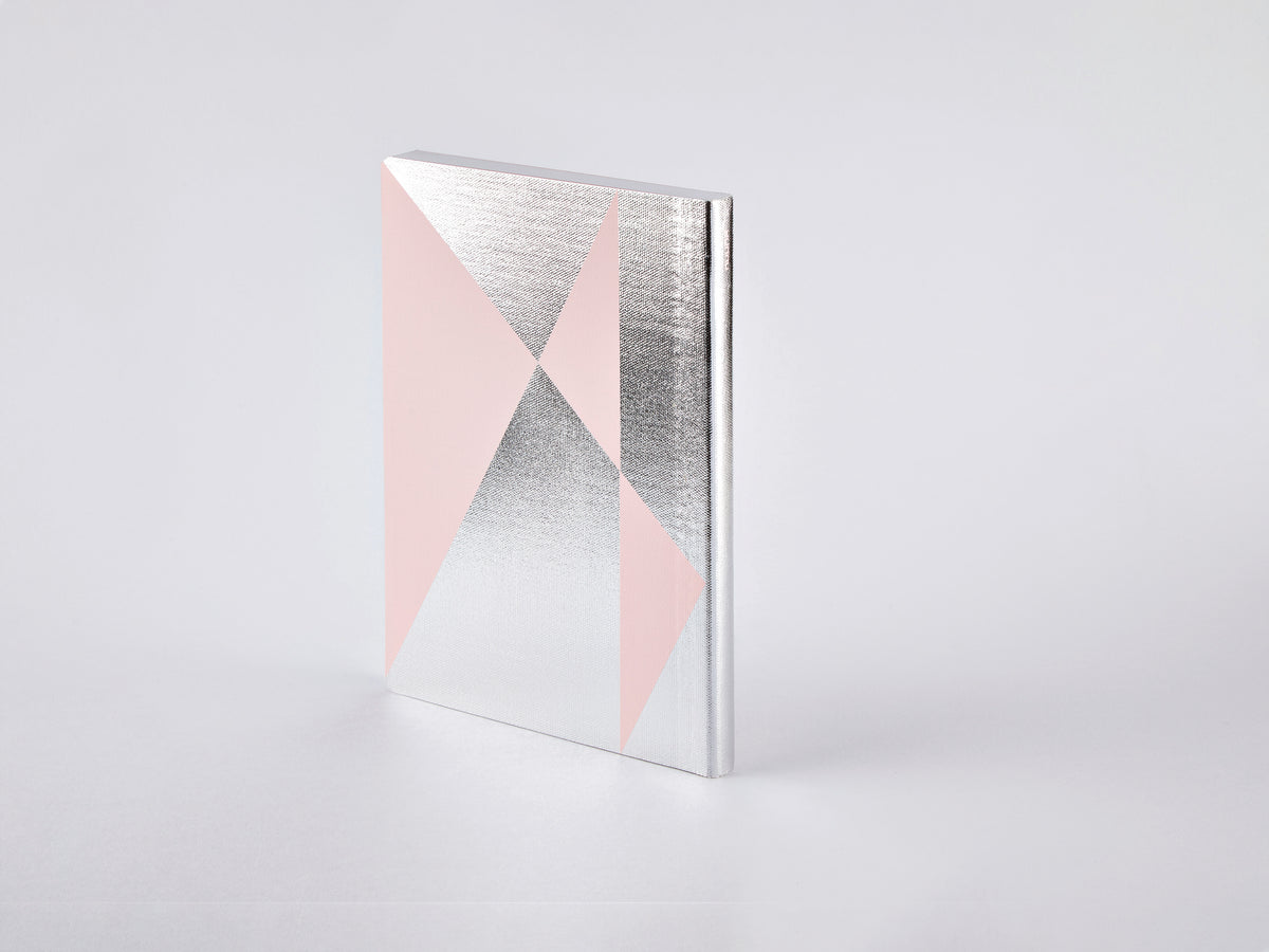 Nuuna Notizbuch – 165 × 220 mm – 120 g/m² – Fadenheftung, Leineneinband, nummerierte Seiten, rosa/silber
