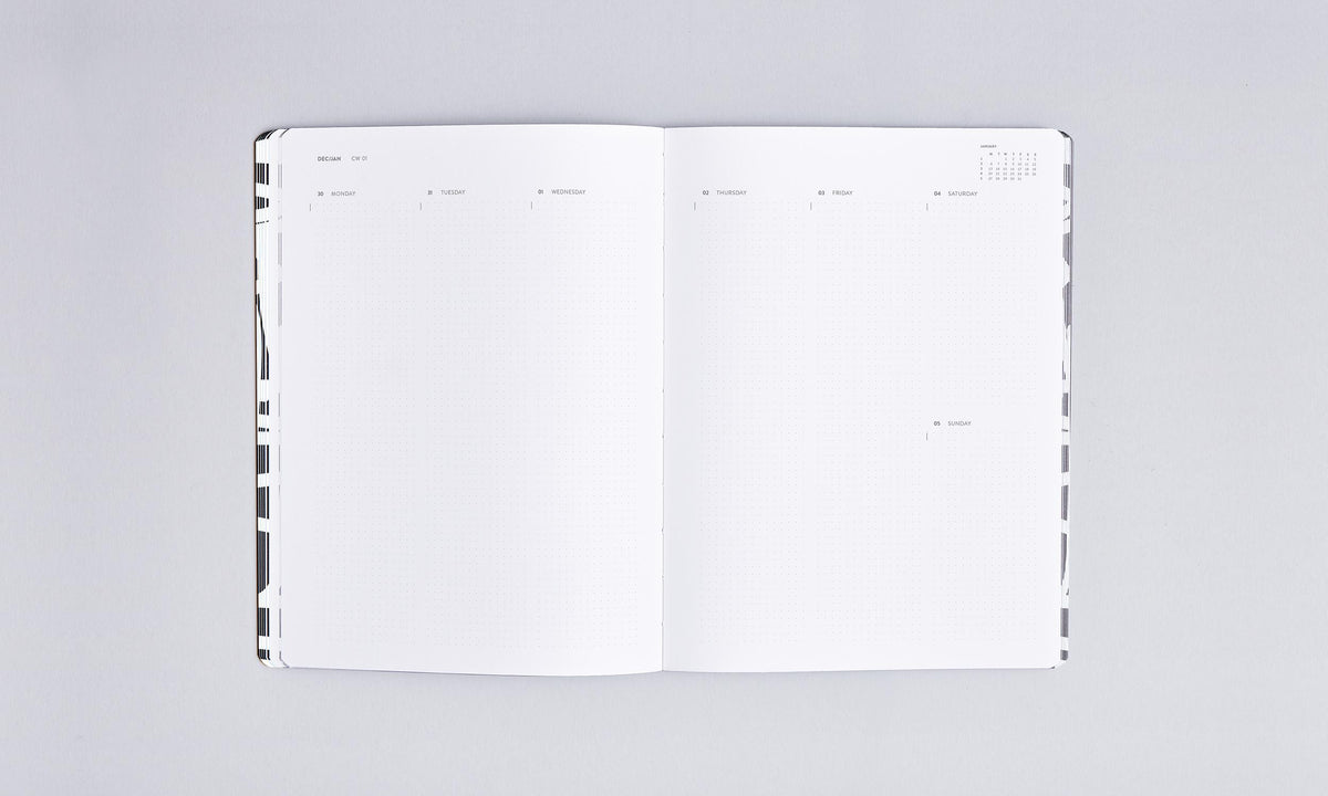 Nuuna Wochenagenda L – Wochenplaner 2025, 1 Woche/2 Seiten, 16,5 × 22 cm, Gebunden, Wild Lines