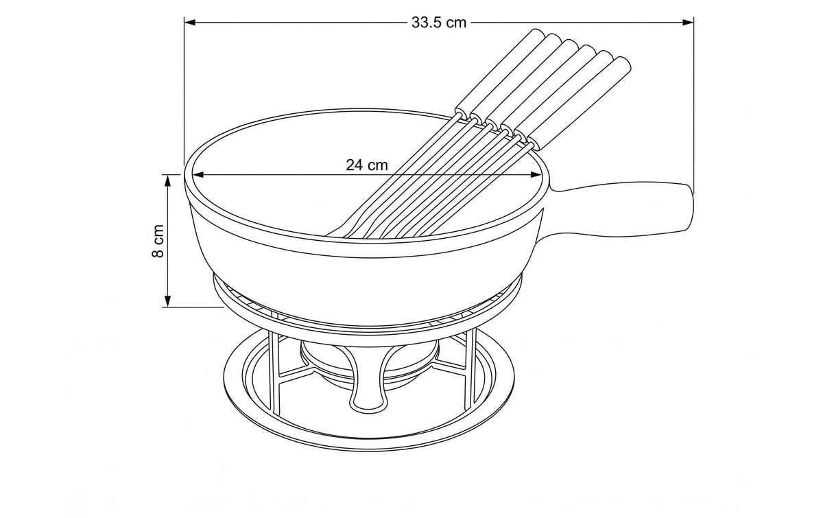 Cocon Fondue-Set – Ø 24 cm, Gusseisen, für Käsefondue, Induktion, Gas, Glaskeramik u. a., 6 Personen, 9 Teile