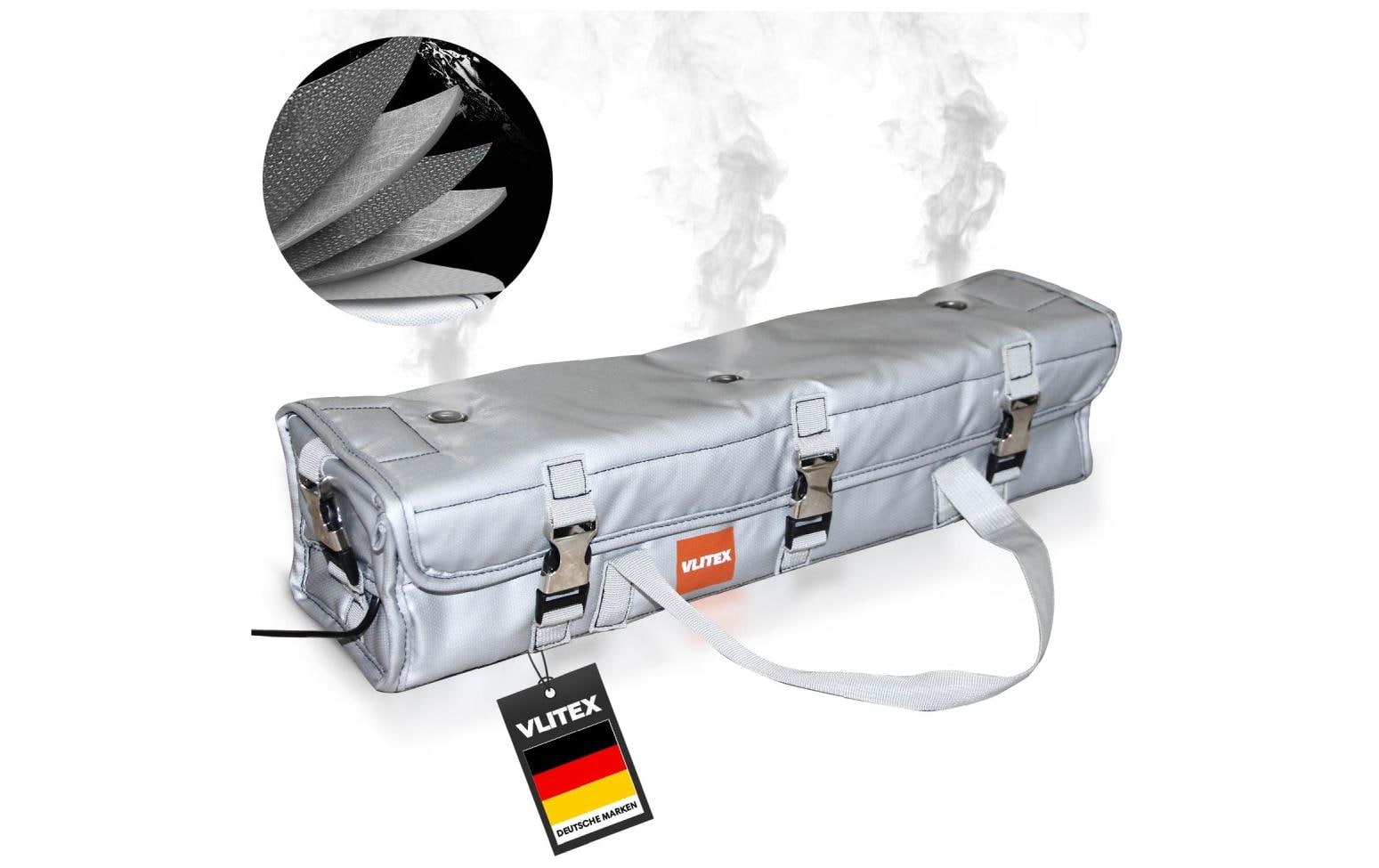 Mwave Vlitex – XL Akku-Tasche – Brandschutztasche – für E-Bike-Akkus – 11 cm tief – Grau – Glasfasergewebe
