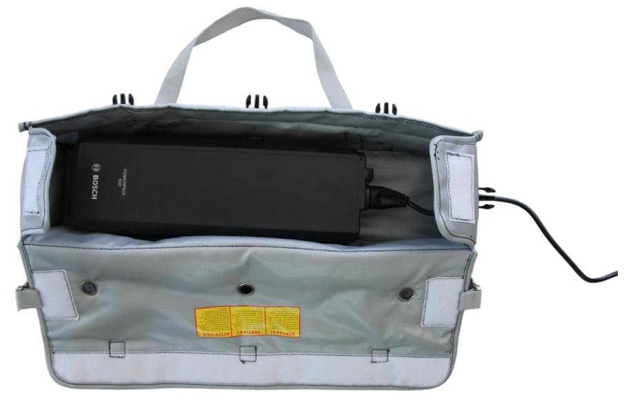 Mwave Vlitex – XL Akku-Tasche – Brandschutztasche – für E-Bike-Akkus – 11 cm tief – Grau – Glasfasergewebe