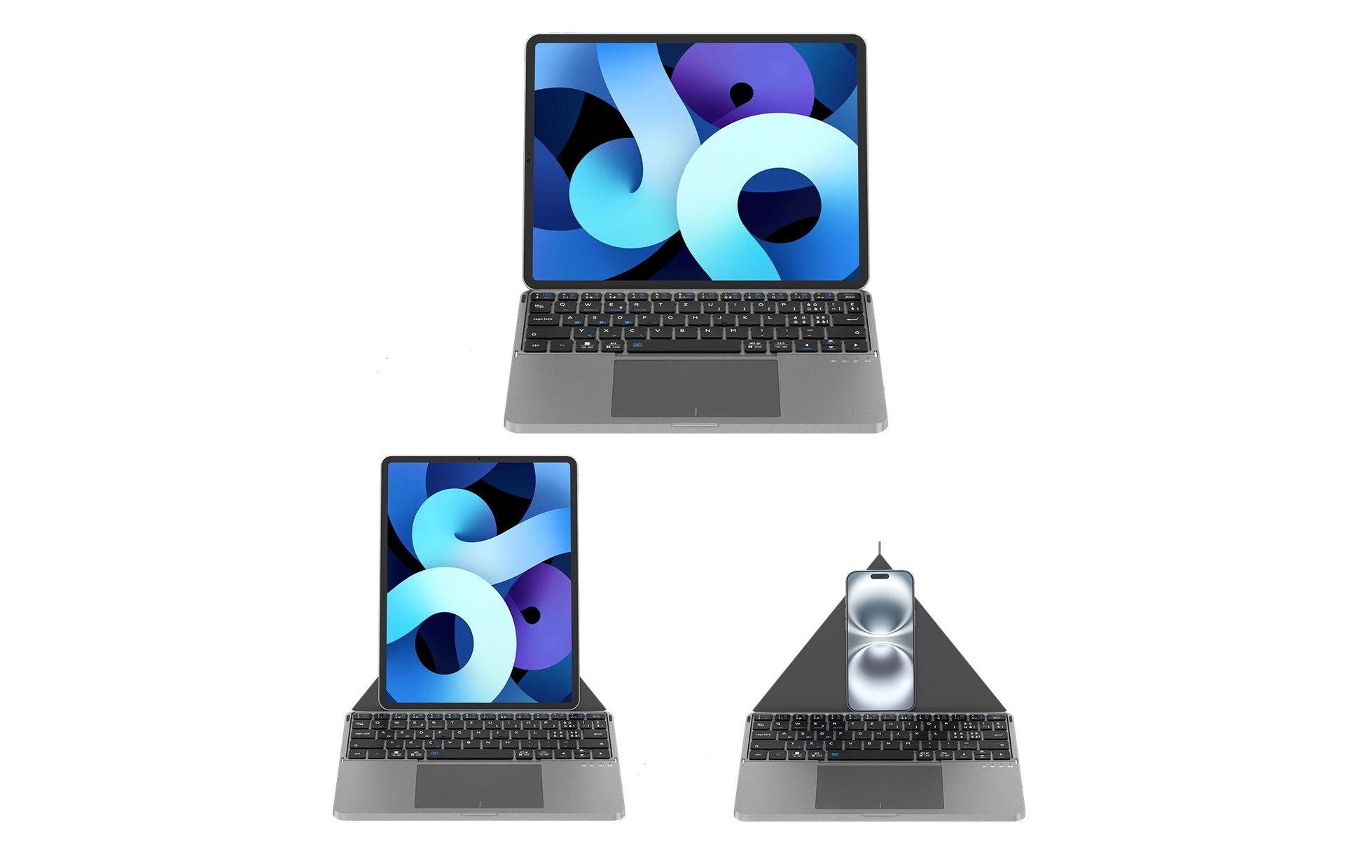 4smarts Faltbare Tastatur – Bluetooth – QWERTZ (CH) – Silber